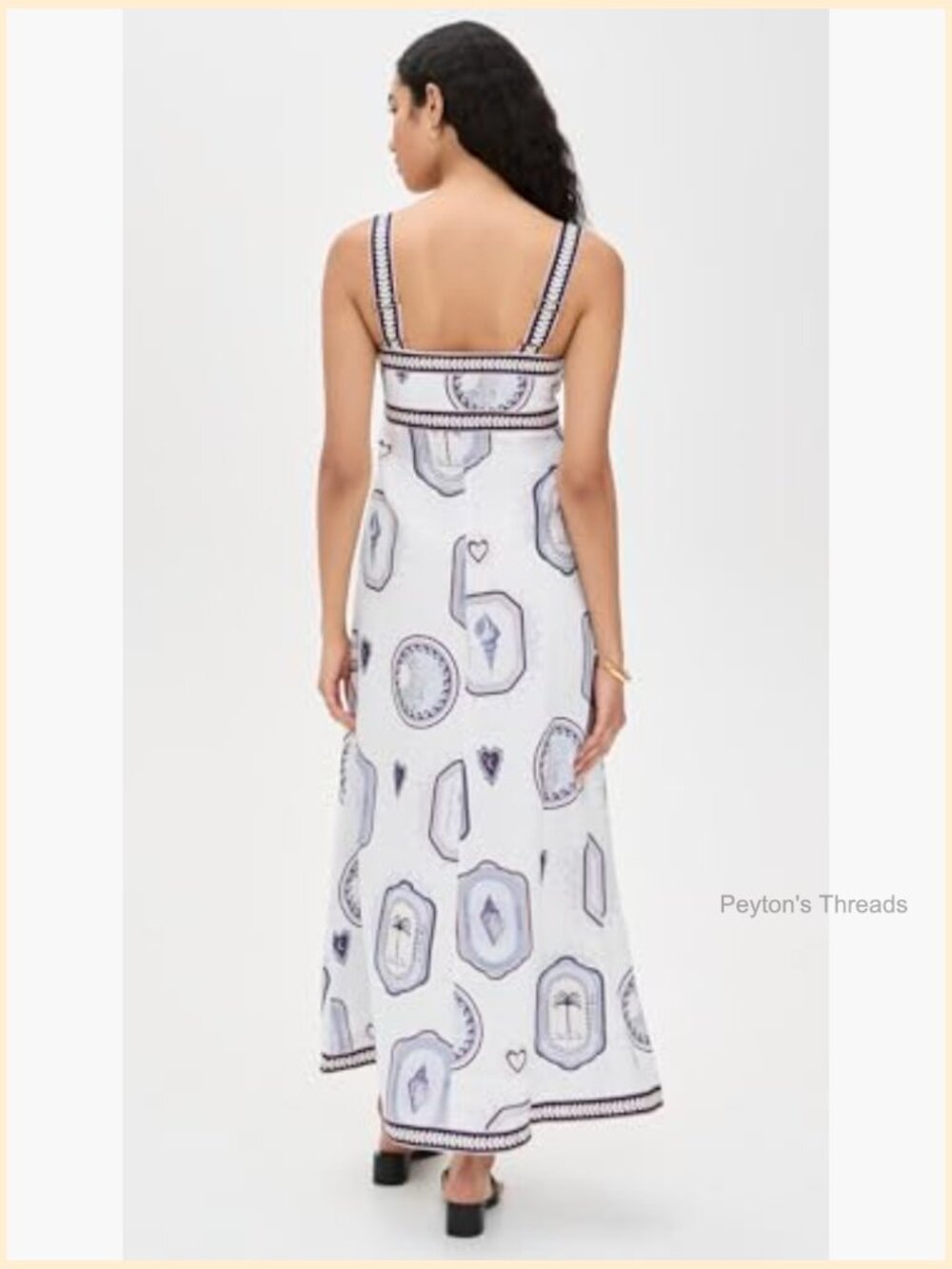 Linen Empire Waist Maxi Dress with Square Neck and Adjustable Straps - Picture 3 of 6